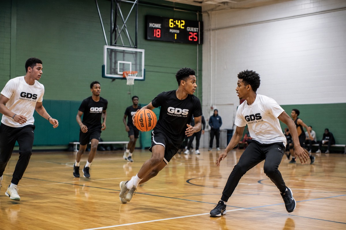 Black and Somali youth playing basketball at the GDS drop-in centre