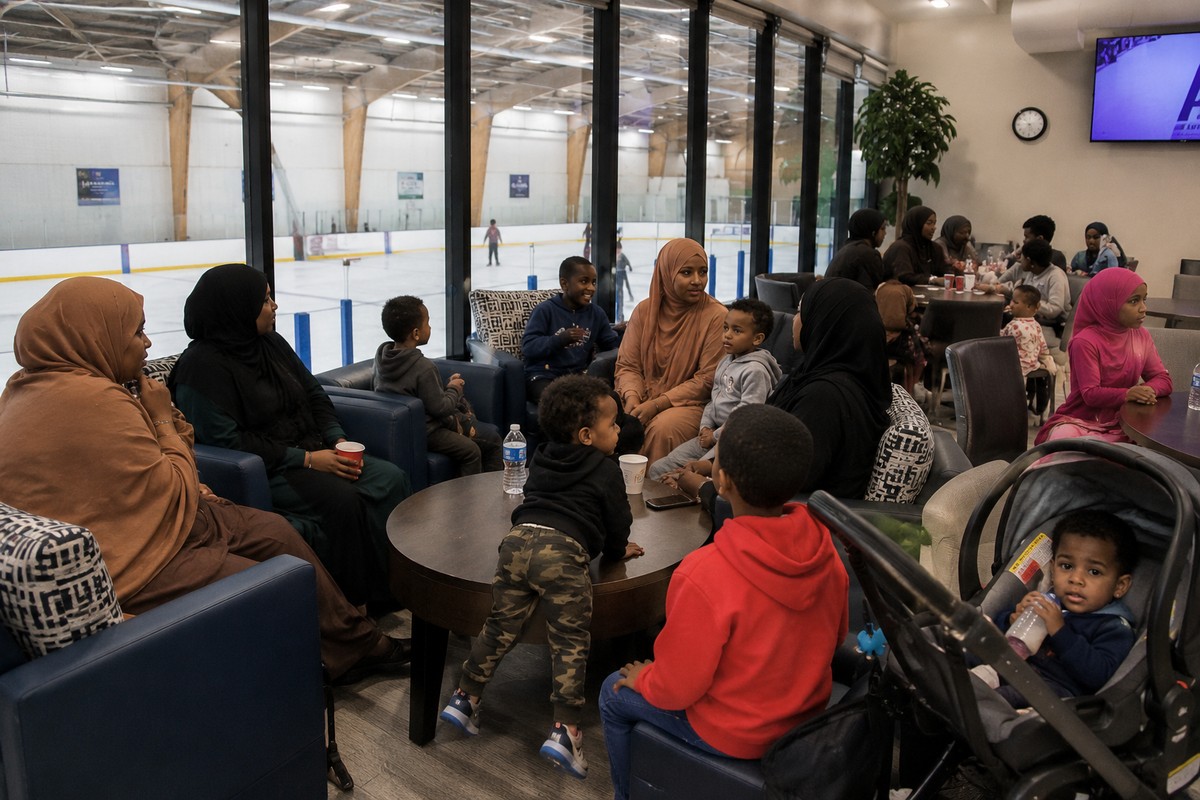 Community families gathered together at the centre