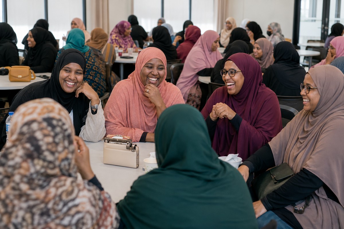 Women from the community socializing and connecting