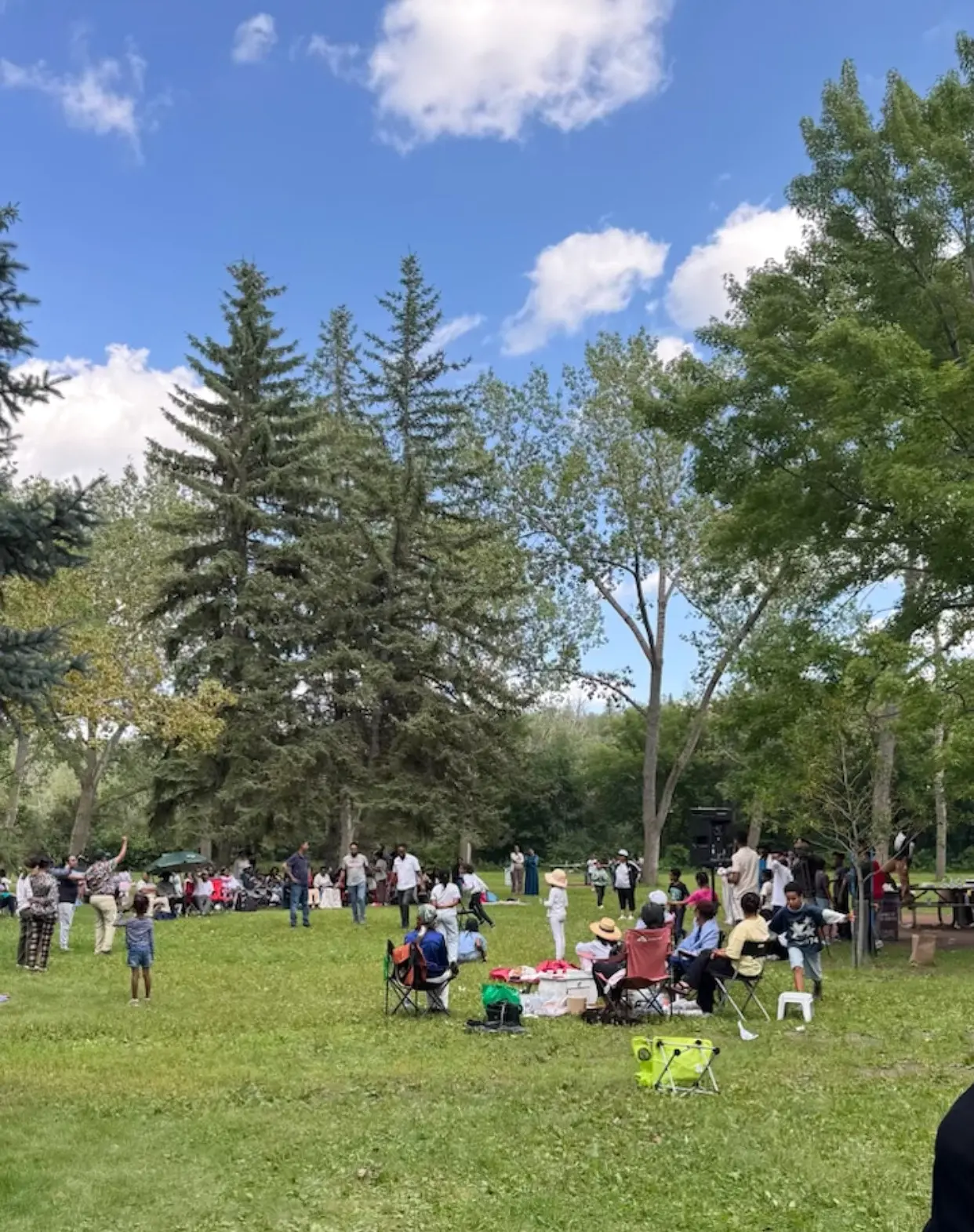 Edmonton community members gathering outdoors for a GDS event